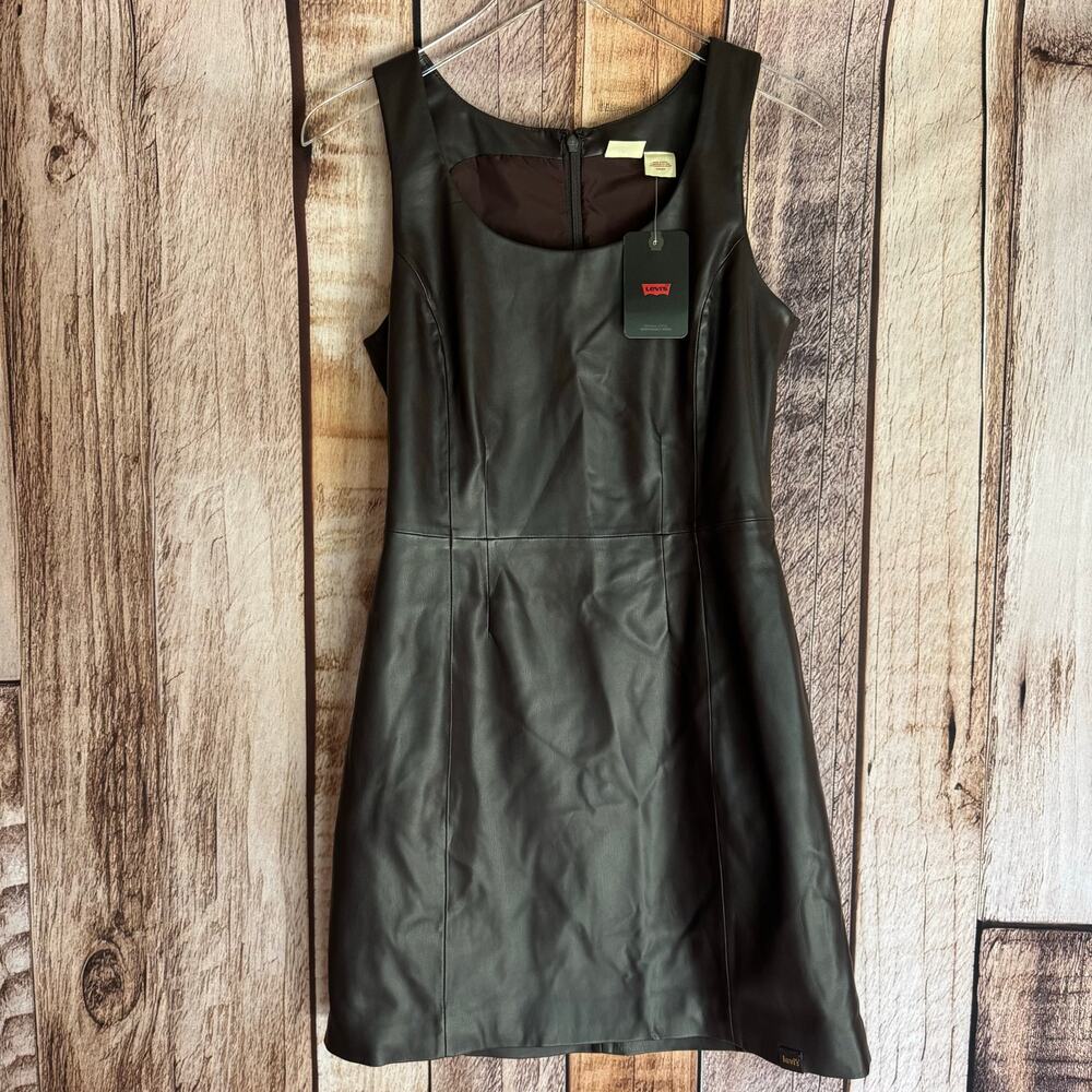 Levi’s Dress Penny Brown Vegan Faux Leather Sleeveless Mini Small NWT Fall Style